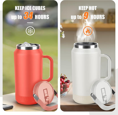 40 oz Insulated Tumbler with Top Handle and Flip Straw | Vacuum Insulated Stainless Steel Cup with Leak-Proof Lid, Sweat-Free, Fits Cup Holder, Keeps Ice Cold up to 30 Hours