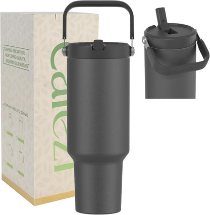 40 oz Insulated Tumbler with Top Handle and Flip Straw | Vacuum Insulated Stainless Steel Cup with Leak-Proof Lid, Sweat-Free, Fits Cup Holder, Keeps Ice Cold up to 30 Hours