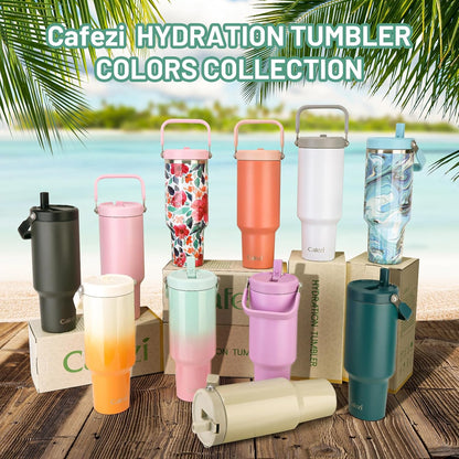 40 oz Insulated Tumbler with Top Handle and Flip Straw | Vacuum Insulated Stainless Steel Cup with Leak-Proof Lid, Sweat-Free, Fits Cup Holder, Keeps Ice Cold up to 30 Hours