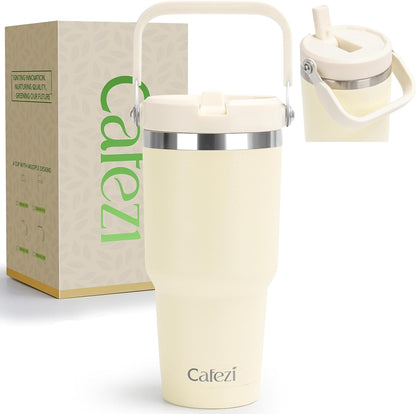 40 oz Insulated Tumbler with Top Handle and Flip Straw | Vacuum Insulated Stainless Steel Cup with Leak-Proof Lid, Sweat-Free, Fits Cup Holder, Keeps Ice Cold up to 30 Hours