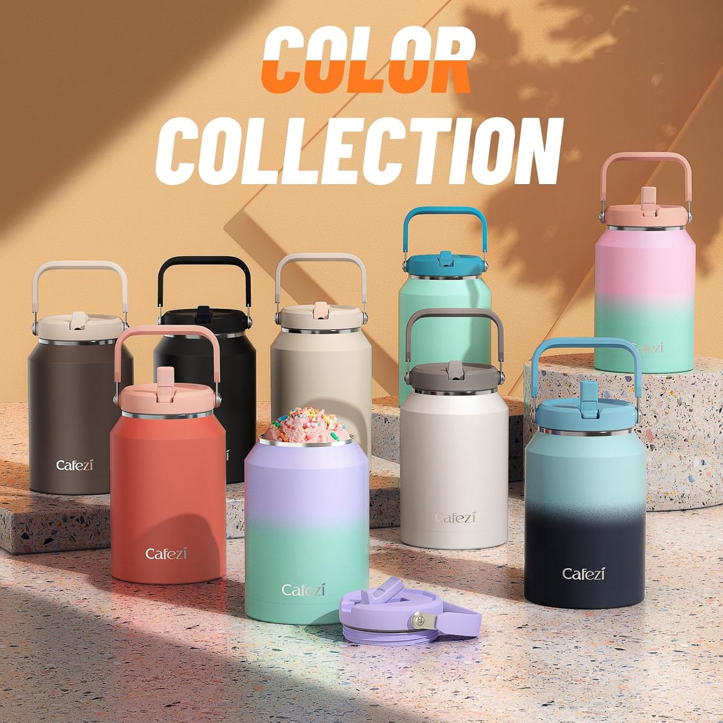 40 oz Insulated Tumbler with Top Handle and Flip Straw | Vacuum Insulated Stainless Steel Cup with Leak-Proof Lid, Sweat-Free, Fits Cup Holder, Keeps Ice Cold up to 30 Hours