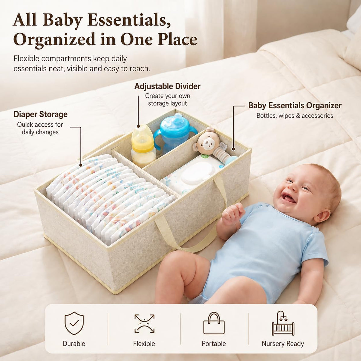Rolling cart and Baby Diaper Caddy Cart