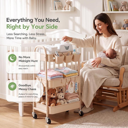 Rolling cart and Baby Diaper Caddy Cart