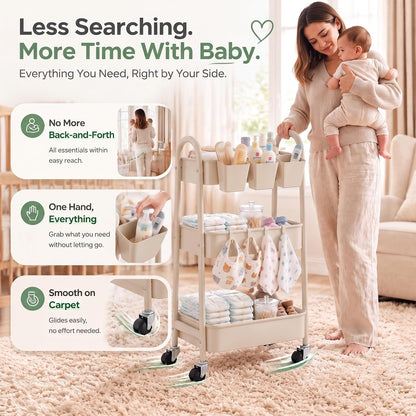 Rolling cart and Baby Diaper Caddy Cart