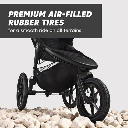 ® Summit X3 3-Wheel Jogging Stroller with Hand Brake, Baby Stroller with One-Hand Compact Fold, All-Wheel Suspension for Running, Jogging, and Everyday Outings, Midnight Black