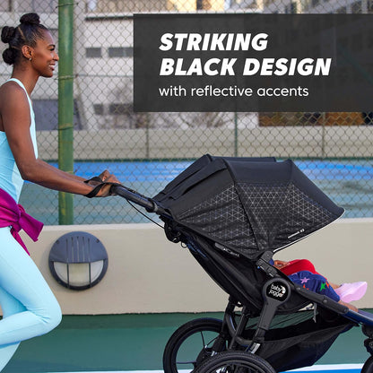 ® Summit X3 3-Wheel Jogging Stroller with Hand Brake, Baby Stroller with One-Hand Compact Fold, All-Wheel Suspension for Running, Jogging, and Everyday Outings, Midnight Black
