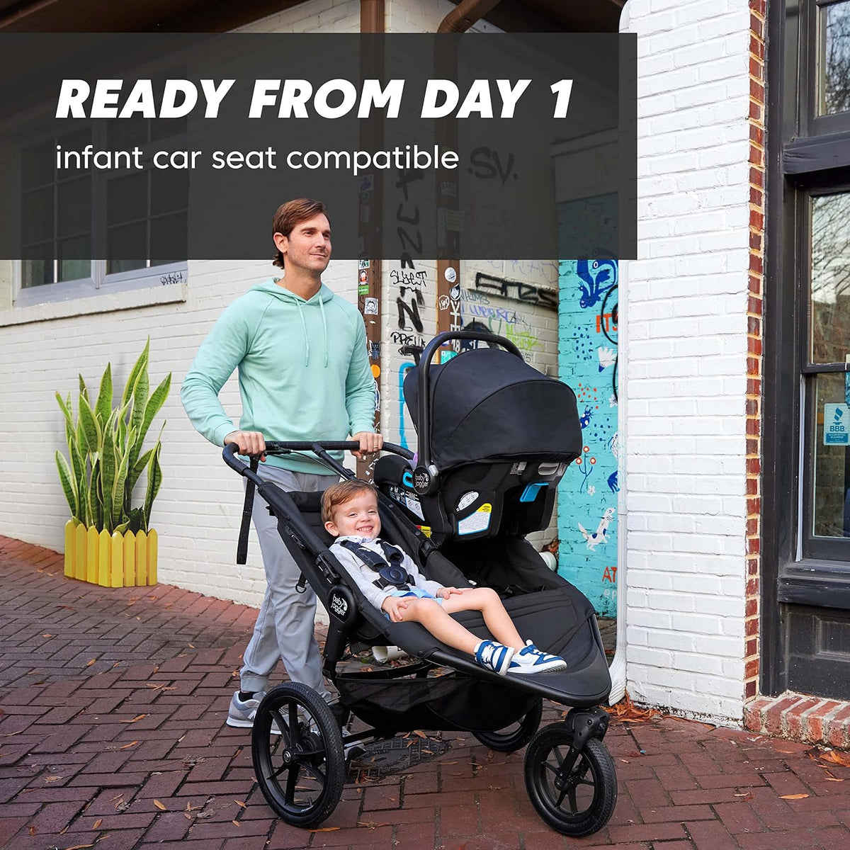 ® Summit X3 3-Wheel Jogging Stroller with Hand Brake, Baby Stroller with One-Hand Compact Fold, All-Wheel Suspension for Running, Jogging, and Everyday Outings, Midnight Black