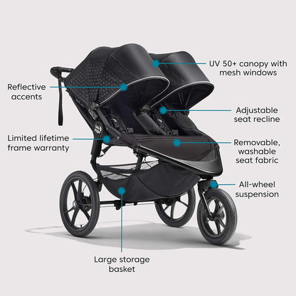 ® Summit X3 3-Wheel Jogging Stroller with Hand Brake, Baby Stroller with One-Hand Compact Fold, All-Wheel Suspension for Running, Jogging, and Everyday Outings, Midnight Black
