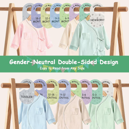 Baby Closet Dividers for Clothes Organizer, 8 PCS Double-Sided Cute Hanger Dividers for Newborn to Toddler, Baby Clothes Size Dividers for Boys & Girls