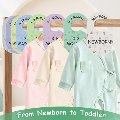 Baby Closet Dividers for Clothes Organizer, 8 PCS Double-Sided Cute Hanger Dividers for Newborn to Toddler, Baby Clothes Size Dividers for Boys & Girls