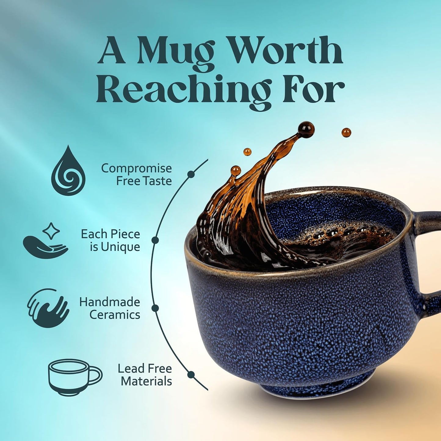 Ceramic Coffee Mug - Ceramic Cup with Handle - 16 oz Coffee Mugs, Cute Mug - Large Mug - Microwave & Dishwasher Safe - Gifts For Women Men Him Her - 16oz - Horizon