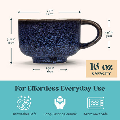 Ceramic Coffee Mug - Ceramic Cup with Handle - 16 oz Coffee Mugs, Cute Mug - Large Mug - Microwave & Dishwasher Safe - Gifts For Women Men Him Her - 16oz - Horizon