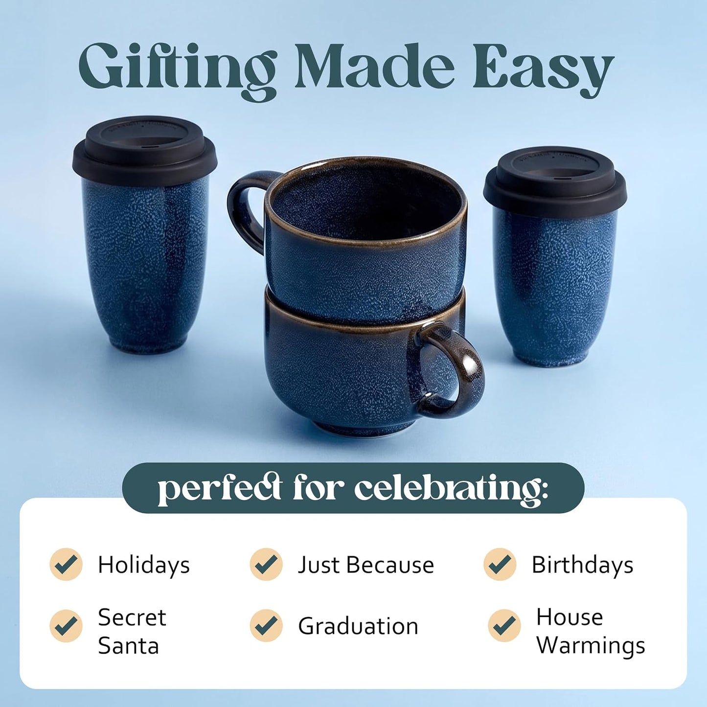 Ceramic Coffee Mug - Ceramic Cup with Handle - 16 oz Coffee Mugs, Cute Mug - Large Mug - Microwave & Dishwasher Safe - Gifts For Women Men Him Her - 16oz - Horizon