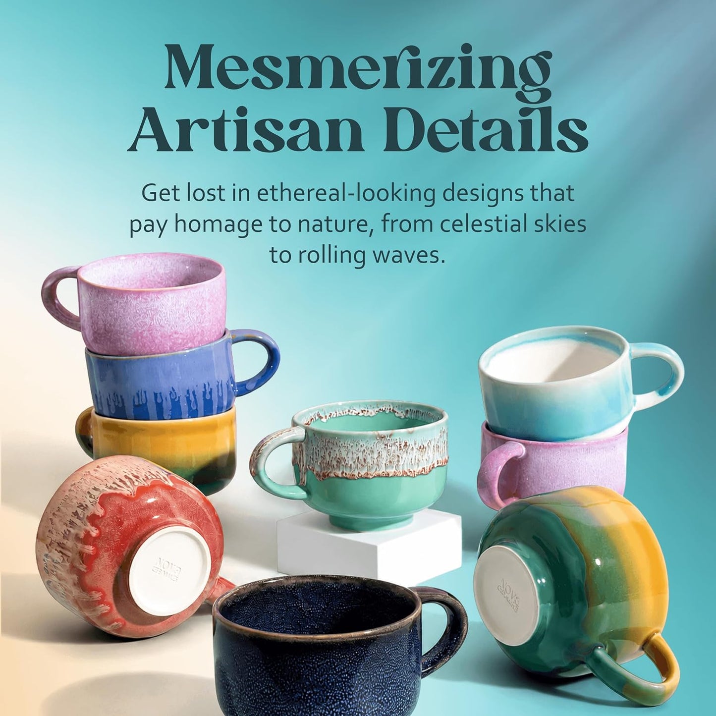 Ceramic Coffee Mug - Ceramic Cup with Handle - 16 oz Coffee Mugs, Cute Mug - Large Mug - Microwave & Dishwasher Safe - Gifts For Women Men Him Her - 16oz - Horizon