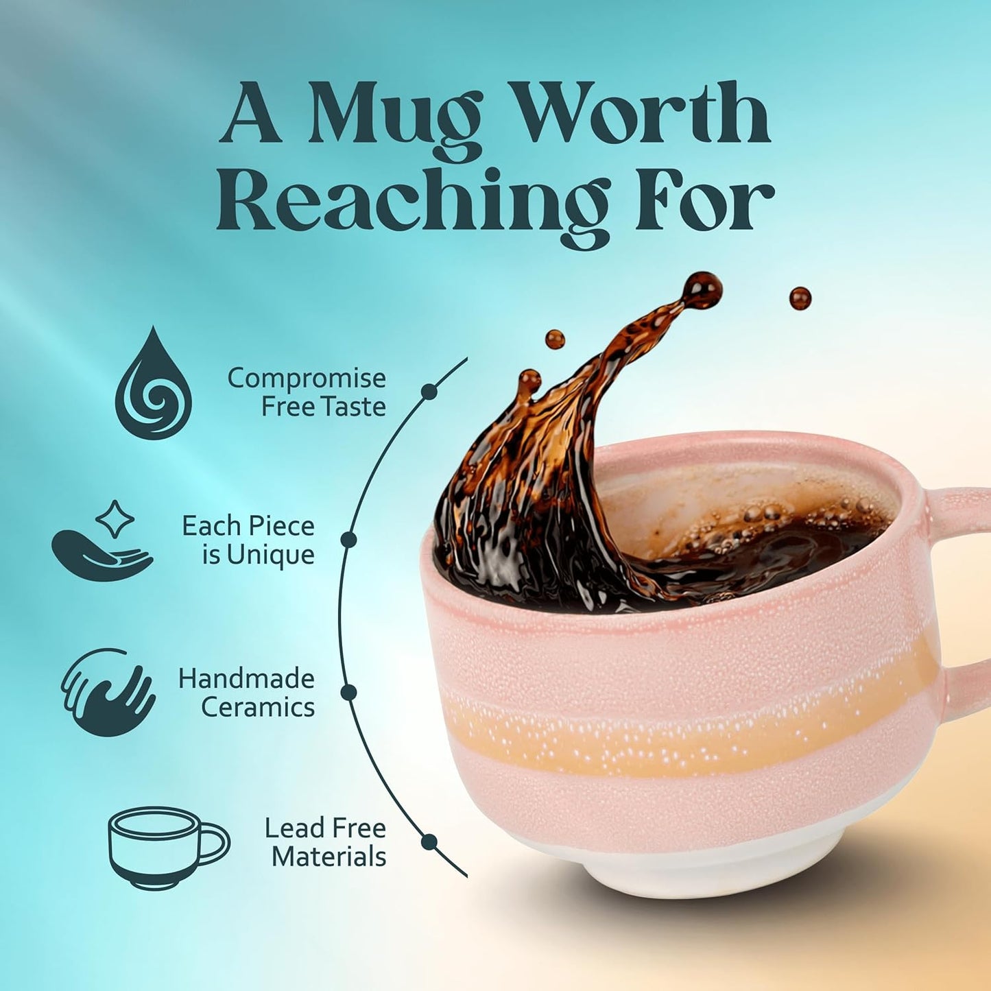Ceramic Coffee Mug - Ceramic Cup with Handle - 16 oz Coffee Mugs, Cute Mug - Large Mug - Microwave & Dishwasher Safe - Gifts For Women Men Him Her - 16oz - Horizon
