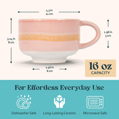 Ceramic Coffee Mug - Ceramic Cup with Handle - 16 oz Coffee Mugs, Cute Mug - Large Mug - Microwave & Dishwasher Safe - Gifts For Women Men Him Her - 16oz - Horizon