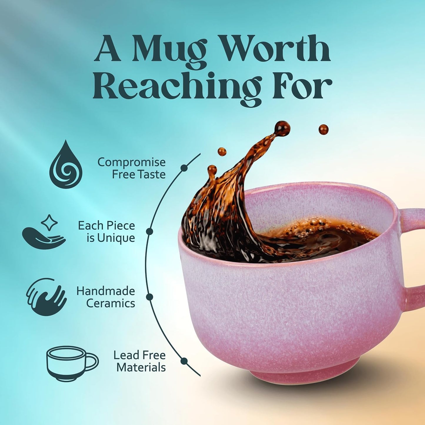 Ceramic Coffee Mug - Ceramic Cup with Handle - 16 oz Coffee Mugs, Cute Mug - Large Mug - Microwave & Dishwasher Safe - Gifts For Women Men Him Her - 16oz - Horizon