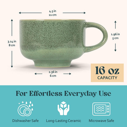 Ceramic Coffee Mug - Ceramic Cup with Handle - 16 oz Coffee Mugs, Cute Mug - Large Mug - Microwave & Dishwasher Safe - Gifts For Women Men Him Her - 16oz - Horizon