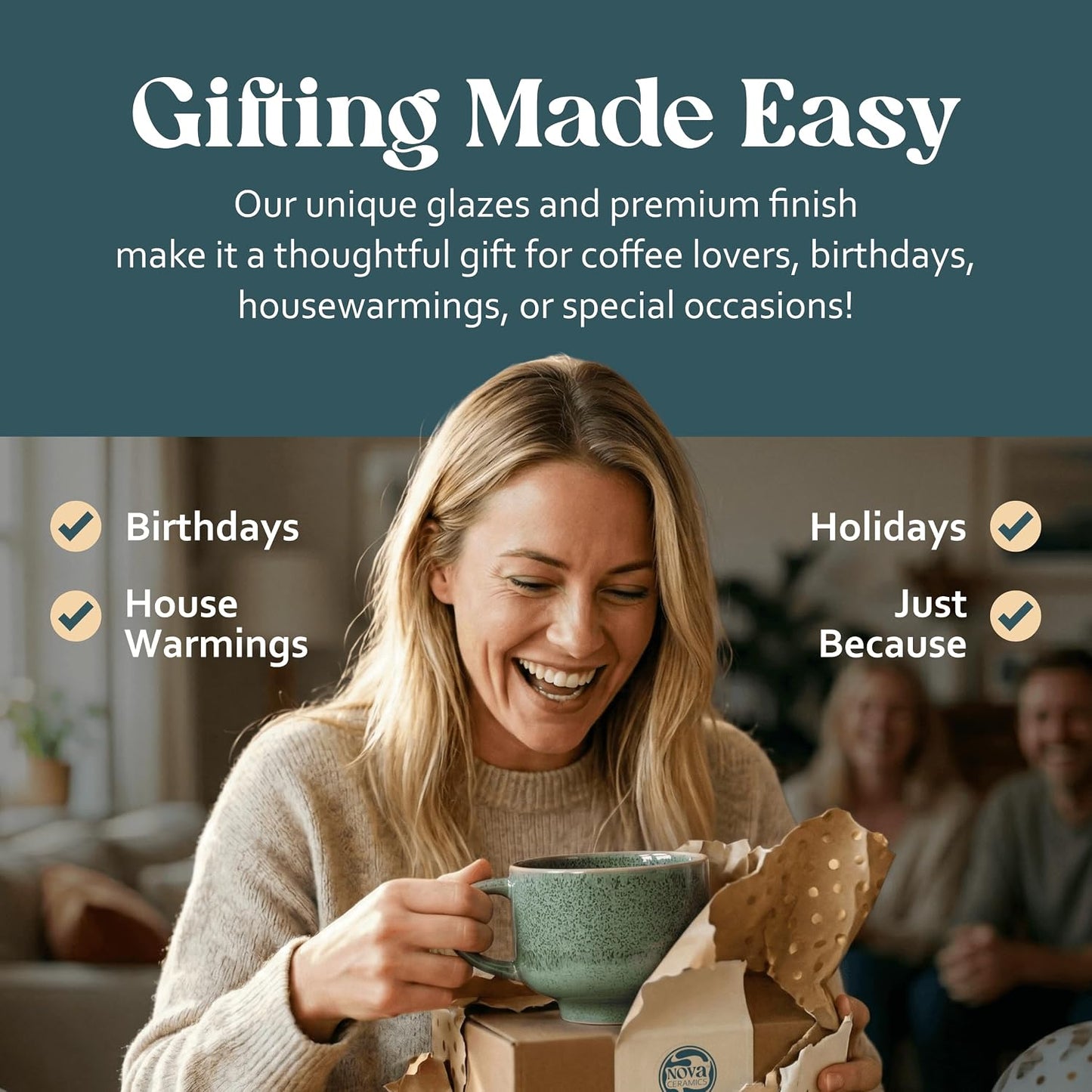 Ceramic Coffee Mug - Ceramic Cup with Handle - 16 oz Coffee Mugs, Cute Mug - Large Mug - Microwave & Dishwasher Safe - Gifts For Women Men Him Her - 16oz - Horizon