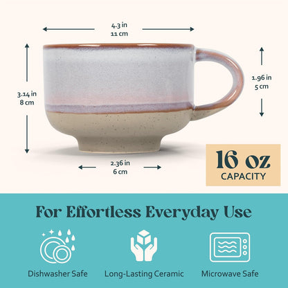Ceramic Coffee Mug - Ceramic Cup with Handle - 16 oz Coffee Mugs, Cute Mug - Large Mug - Microwave & Dishwasher Safe - Gifts For Women Men Him Her - 16oz - Horizon