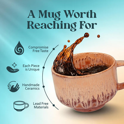 Ceramic Coffee Mug - Ceramic Cup with Handle - 16 oz Coffee Mugs, Cute Mug - Large Mug - Microwave & Dishwasher Safe - Gifts For Women Men Him Her - 16oz - Horizon