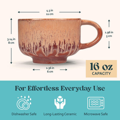 Ceramic Coffee Mug - Ceramic Cup with Handle - 16 oz Coffee Mugs, Cute Mug - Large Mug - Microwave & Dishwasher Safe - Gifts For Women Men Him Her - 16oz - Horizon