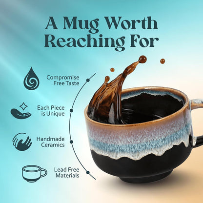 Ceramic Coffee Mug - Ceramic Cup with Handle - 16 oz Coffee Mugs, Cute Mug - Large Mug - Microwave & Dishwasher Safe - Gifts For Women Men Him Her - 16oz - Horizon