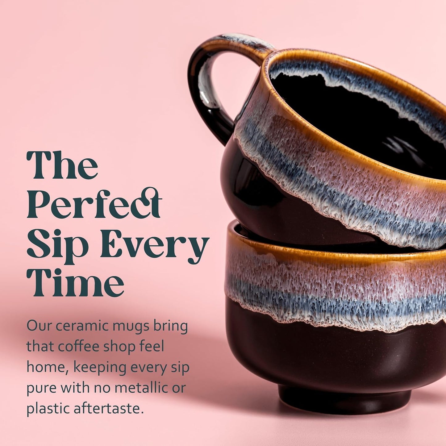 Ceramic Coffee Mug - Ceramic Cup with Handle - 16 oz Coffee Mugs, Cute Mug - Large Mug - Microwave & Dishwasher Safe - Gifts For Women Men Him Her - 16oz - Horizon
