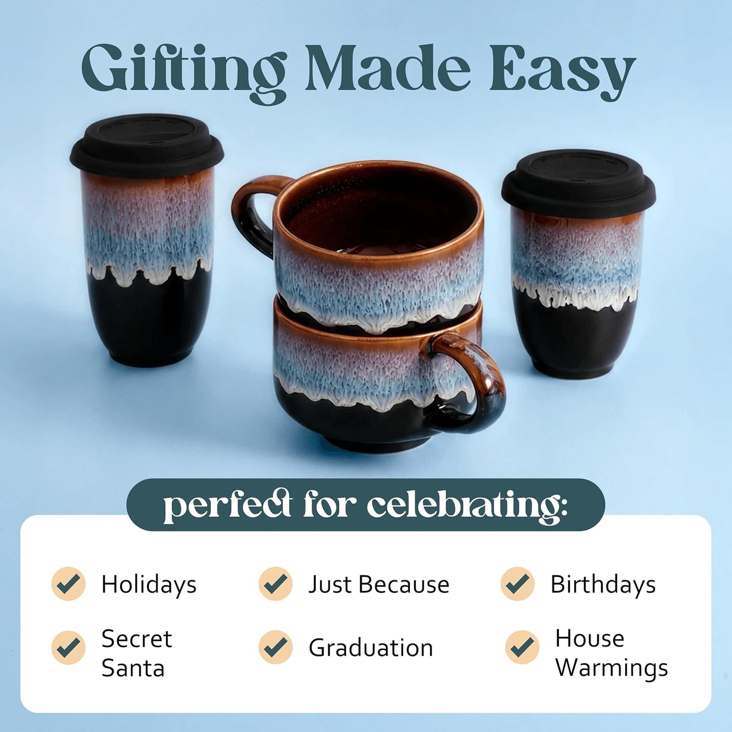 Ceramic Coffee Mug - Ceramic Cup with Handle - 16 oz Coffee Mugs, Cute Mug - Large Mug - Microwave & Dishwasher Safe - Gifts For Women Men Him Her - 16oz - Horizon