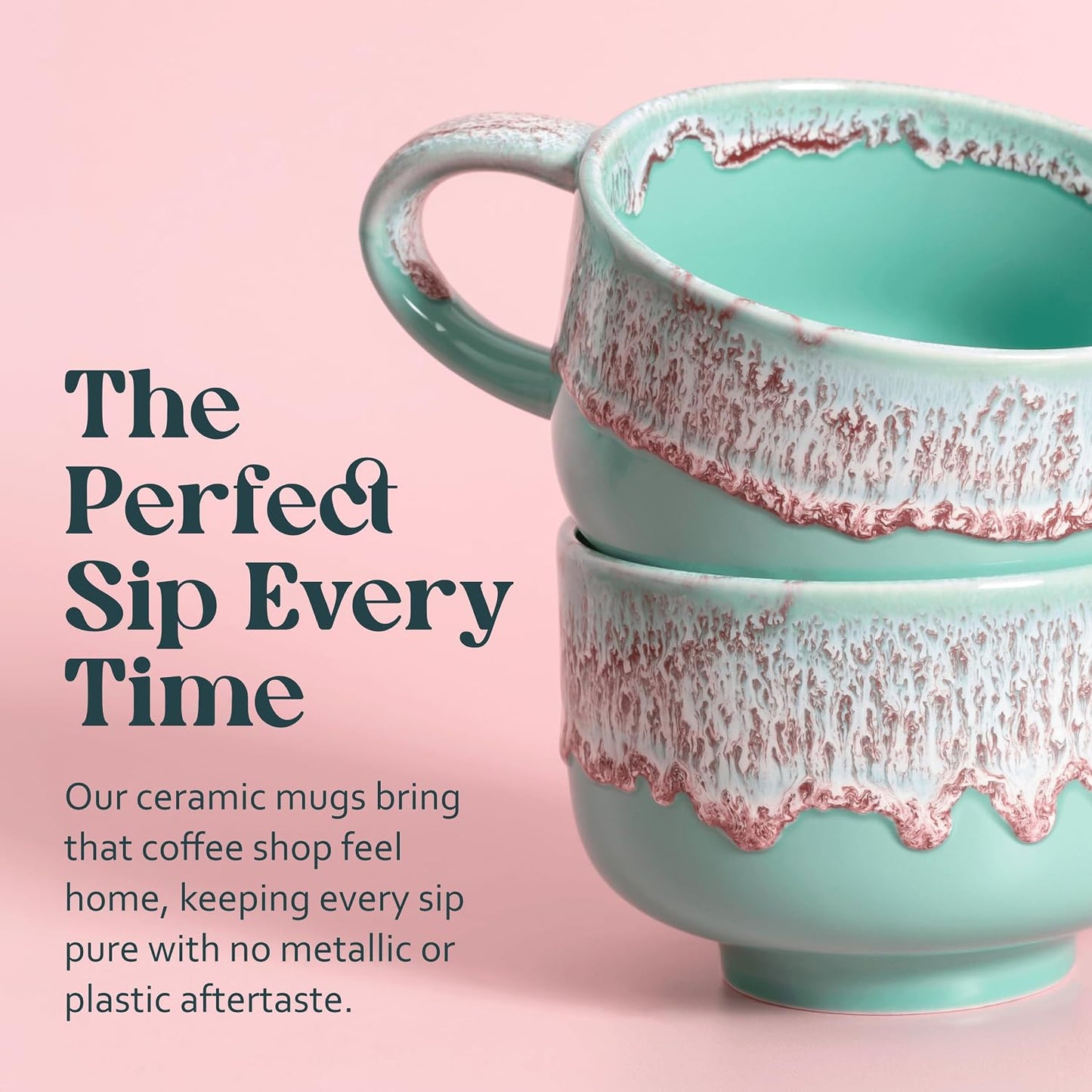 Ceramic Coffee Mug - Ceramic Cup with Handle - 16 oz Coffee Mugs, Cute Mug - Large Mug - Microwave & Dishwasher Safe - Gifts For Women Men Him Her - 16oz - Horizon
