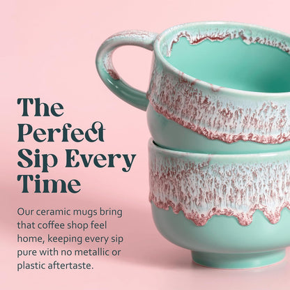 Ceramic Coffee Mug - Ceramic Cup with Handle - 16 oz Coffee Mugs, Cute Mug - Large Mug - Microwave & Dishwasher Safe - Gifts For Women Men Him Her - 16oz - Horizon