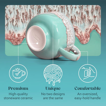 Ceramic Coffee Mug - Ceramic Cup with Handle - 16 oz Coffee Mugs, Cute Mug - Large Mug - Microwave & Dishwasher Safe - Gifts For Women Men Him Her - 16oz - Horizon