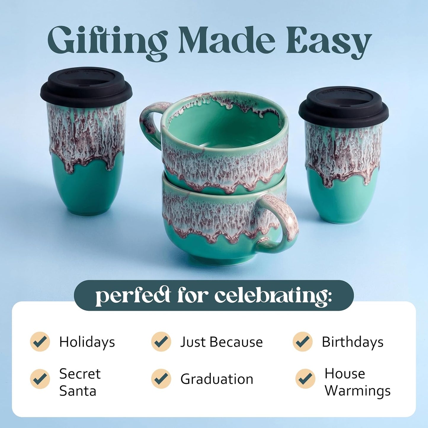 Ceramic Coffee Mug - Ceramic Cup with Handle - 16 oz Coffee Mugs, Cute Mug - Large Mug - Microwave & Dishwasher Safe - Gifts For Women Men Him Her - 16oz - Horizon