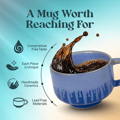 Ceramic Coffee Mug - Ceramic Cup with Handle - 16 oz Coffee Mugs, Cute Mug - Large Mug - Microwave & Dishwasher Safe - Gifts For Women Men Him Her - 16oz - Horizon