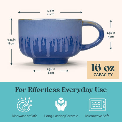 Ceramic Coffee Mug - Ceramic Cup with Handle - 16 oz Coffee Mugs, Cute Mug - Large Mug - Microwave & Dishwasher Safe - Gifts For Women Men Him Her - 16oz - Horizon
