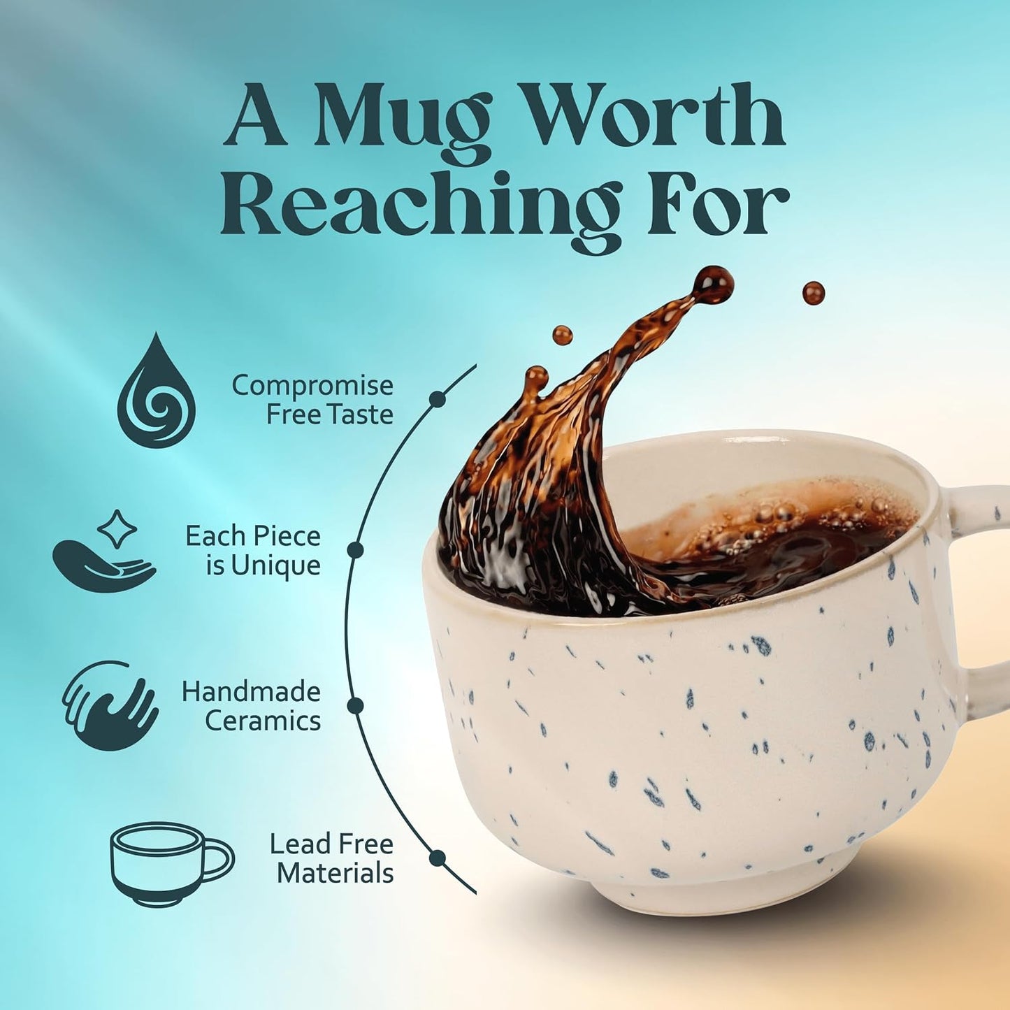 Ceramic Coffee Mug - Ceramic Cup with Handle - 16 oz Coffee Mugs, Cute Mug - Large Mug - Microwave & Dishwasher Safe - Gifts For Women Men Him Her - 16oz - Horizon