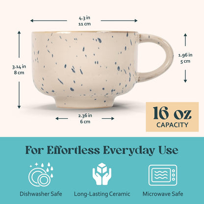 Ceramic Coffee Mug - Ceramic Cup with Handle - 16 oz Coffee Mugs, Cute Mug - Large Mug - Microwave & Dishwasher Safe - Gifts For Women Men Him Her - 16oz - Horizon