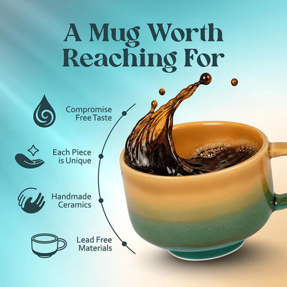 Ceramic Coffee Mug - Ceramic Cup with Handle - 16 oz Coffee Mugs, Cute Mug - Large Mug - Microwave & Dishwasher Safe - Gifts For Women Men Him Her - 16oz - Horizon