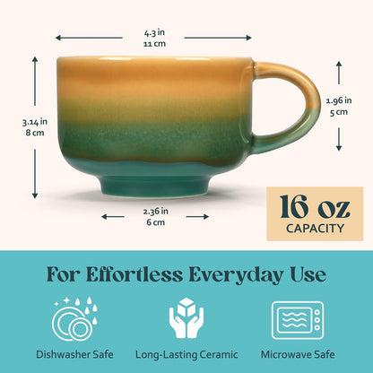 Ceramic Coffee Mug - Ceramic Cup with Handle - 16 oz Coffee Mugs, Cute Mug - Large Mug - Microwave & Dishwasher Safe - Gifts For Women Men Him Her - 16oz - Horizon