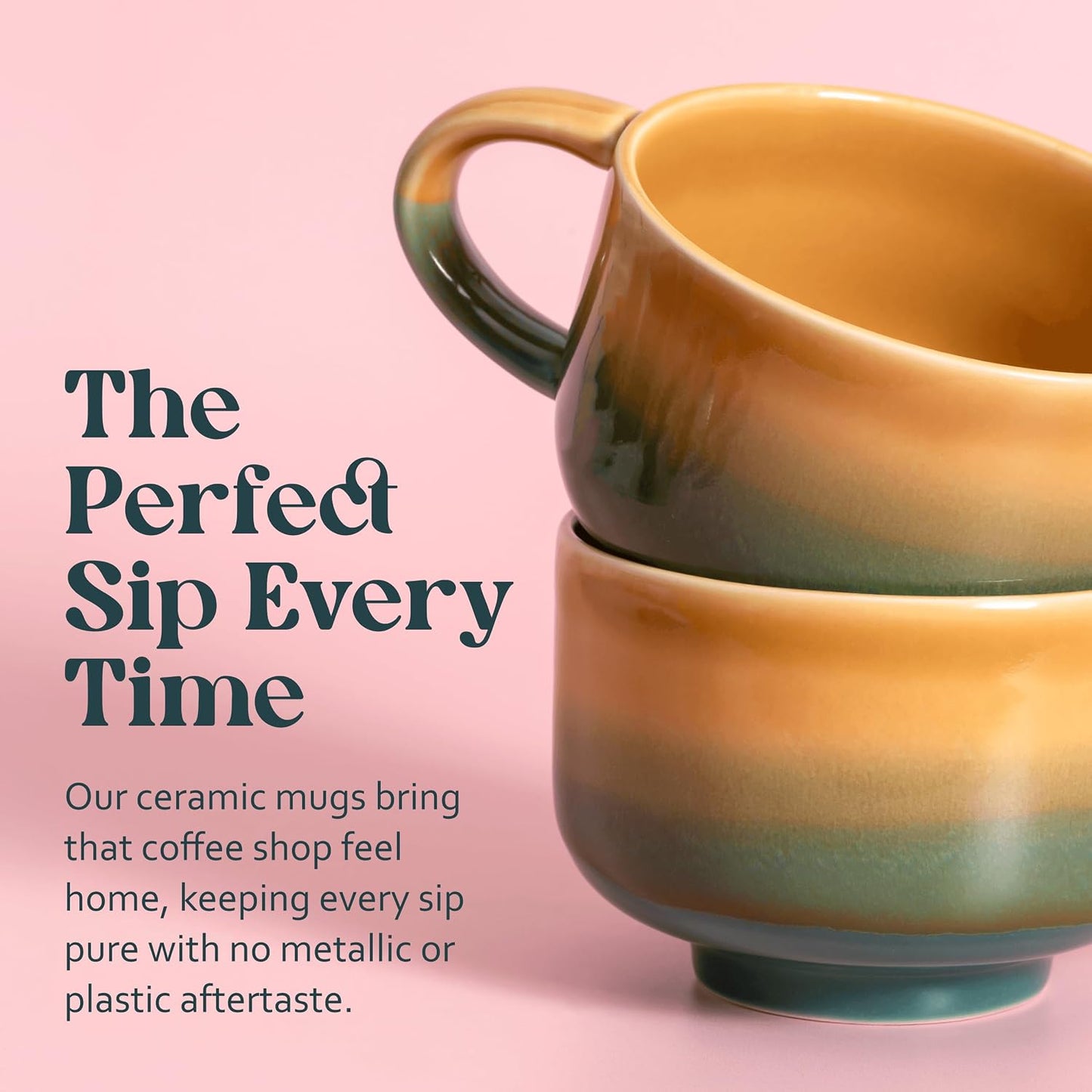 Ceramic Coffee Mug - Ceramic Cup with Handle - 16 oz Coffee Mugs, Cute Mug - Large Mug - Microwave & Dishwasher Safe - Gifts For Women Men Him Her - 16oz - Horizon