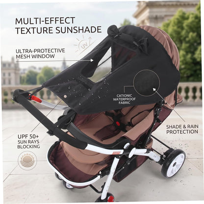 Stroller Sun Shade Waterproof Stroller Cover for Sun with Viewing Window for High View Strollers Black