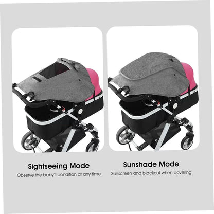 Stroller Sun Shade Waterproof Stroller Cover for Sun with Viewing Window for High View Strollers Black