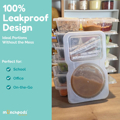 Reusable Snack Containers with Lids 10 Pack (20 Pieces) Portion control, Snack Pack Containers 2 Double Compartment Snack Containers for Kids On the Go Meals, Camping Snack Tray Prep