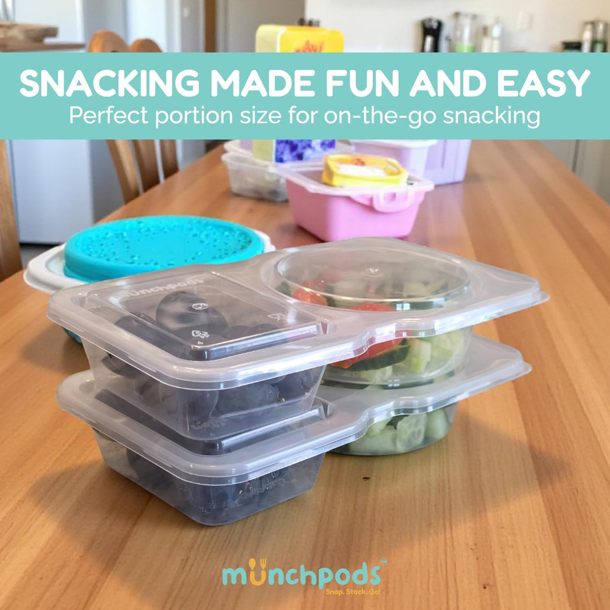 Reusable Snack Containers with Lids 10 Pack (20 Pieces) Portion control, Snack Pack Containers 2 Double Compartment Snack Containers for Kids On the Go Meals, Camping Snack Tray Prep