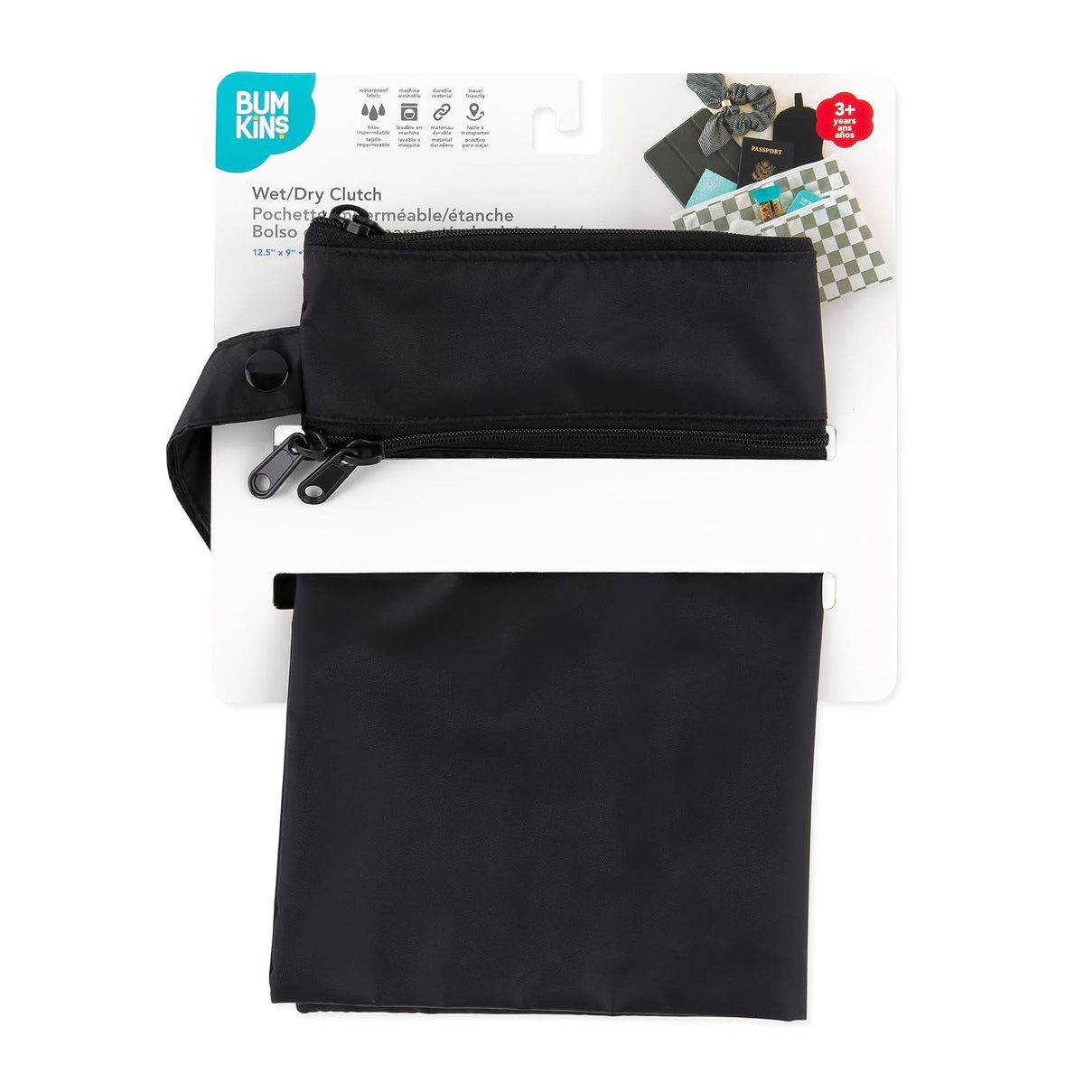 Roamio Waterproof Wet Bag for Baby, Travel, Swim Suit, Cloth Diapers, Pump Parts, Pool, Beach, Gym Clothes, Toiletry, Hook to Stroller, Daycare, Zip Reusable Wetdry Packing Pouch, Multi Check - Colors A