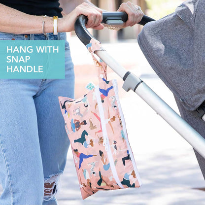 Roamio Waterproof Wet Bag for Baby, Travel, Swim Suit, Cloth Diapers, Pump Parts, Pool, Beach, Gym Clothes, Toiletry, Hook to Stroller, Daycare, Zip Reusable Wetdry Packing Pouch, Multi Check - Colors A