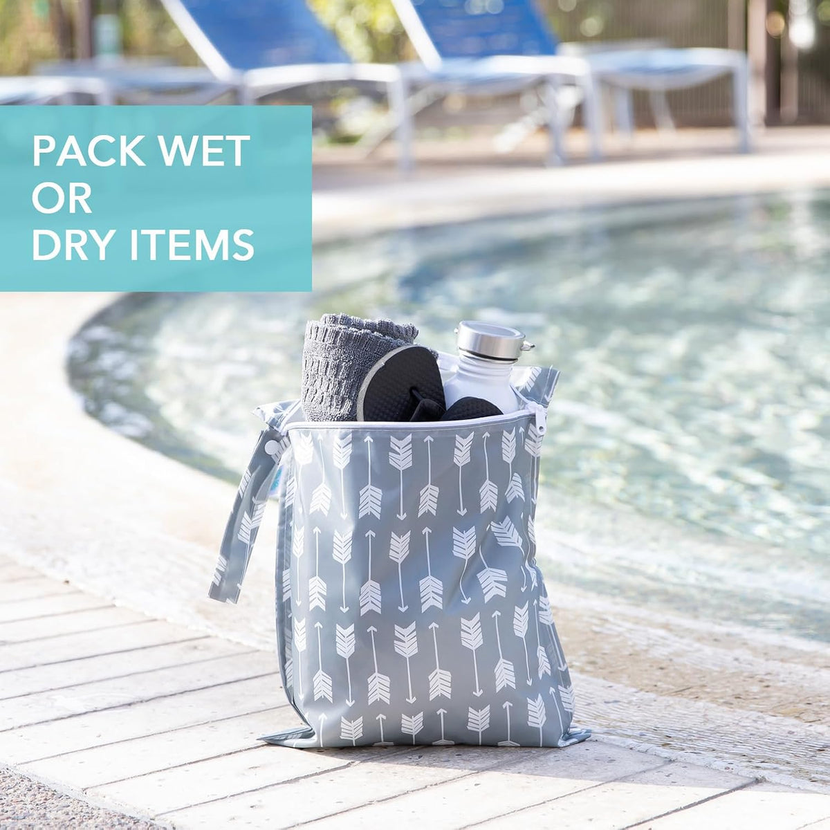 Roamio Waterproof Wet Bag for Baby, Travel, Swim Suit, Cloth Diapers, Pump Parts, Pool, Beach, Gym Clothes, Toiletry, Hook to Stroller, Daycare, Zip Reusable Wetdry Packing Pouch, Multi Check - Colors A