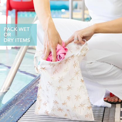 Roamio Waterproof Wet Bag for Baby, Travel, Swim Suit, Cloth Diapers, Pump Parts, Pool, Beach, Gym Clothes, Toiletry, Hook to Stroller, Daycare, Zip Reusable Wetdry Packing Pouch, Multi Check - Colors A