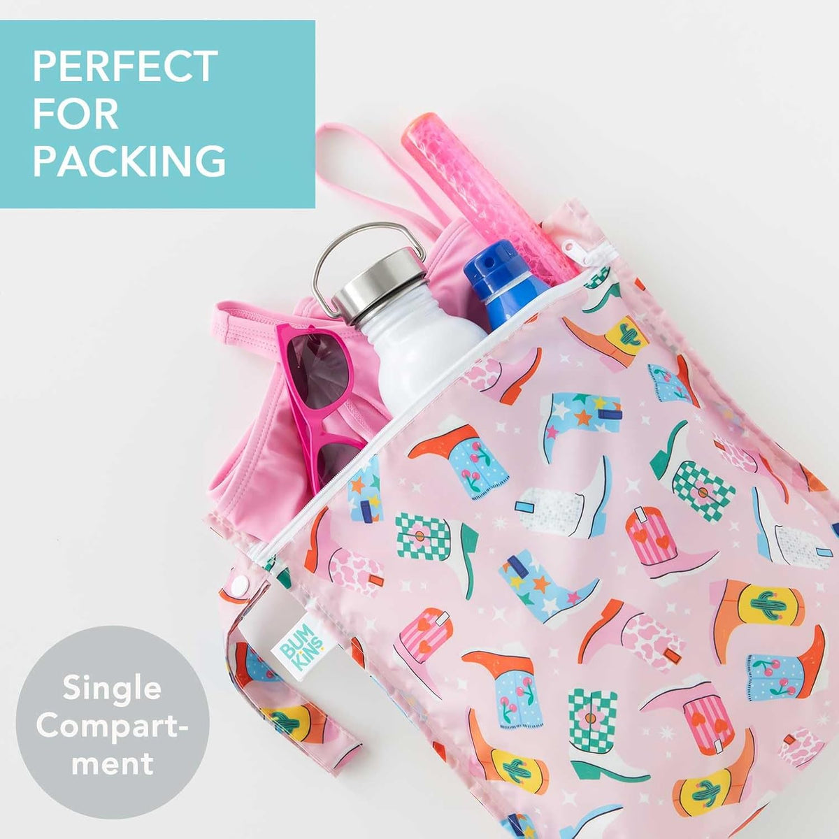 Roamio Waterproof Wet Bag for Baby, Travel, Swim Suit, Cloth Diapers, Pump Parts, Pool, Beach, Gym Clothes, Toiletry, Hook to Stroller, Daycare, Zip Reusable Wetdry Packing Pouch, Multi Check - Colors A