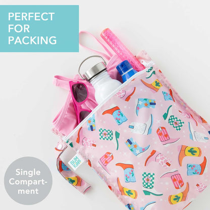 Roamio Waterproof Wet Bag for Baby, Travel, Swim Suit, Cloth Diapers, Pump Parts, Pool, Beach, Gym Clothes, Toiletry, Hook to Stroller, Daycare, Zip Reusable Wetdry Packing Pouch, Multi Check - Colors A